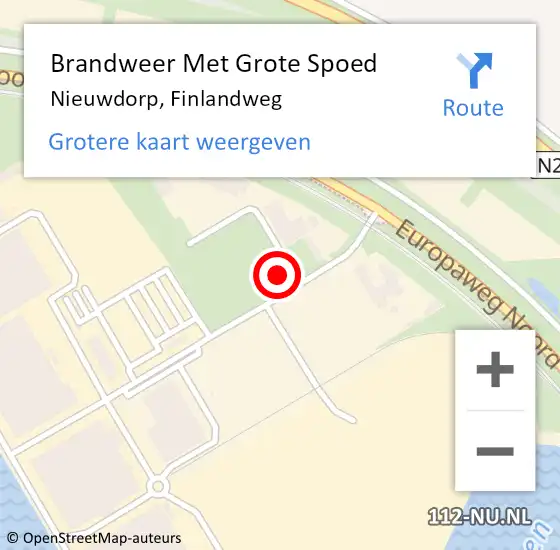 Locatie op kaart van de 112 melding: Brandweer Met Grote Spoed Naar Nieuwdorp, Finlandweg op 30 augustus 2022 17:54