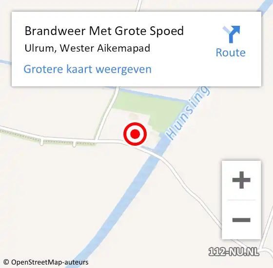 Locatie op kaart van de 112 melding: Brandweer Met Grote Spoed Naar Ulrum, Wester Aikemapad op 30 augustus 2022 18:04