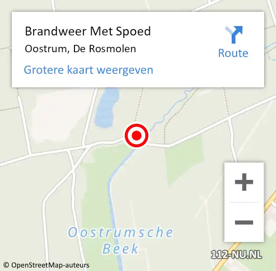 Locatie op kaart van de 112 melding: Brandweer Met Spoed Naar Oostrum, De Rosmolen op 30 augustus 2022 18:09