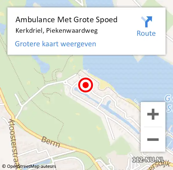 Locatie op kaart van de 112 melding: Ambulance Met Grote Spoed Naar Kerkdriel, Piekenwaardweg op 30 augustus 2022 18:20