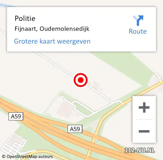 Locatie op kaart van de 112 melding: Politie Fijnaart, Oudemolensedijk op 28 juli 2014 09:05