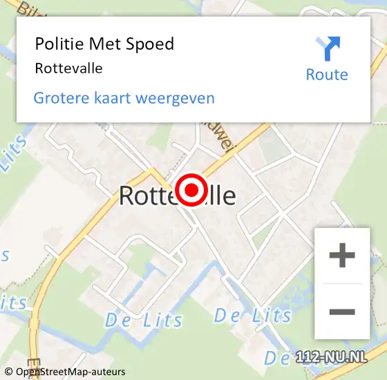Locatie op kaart van de 112 melding: Politie Met Spoed Naar Rottevalle op 30 augustus 2022 18:34