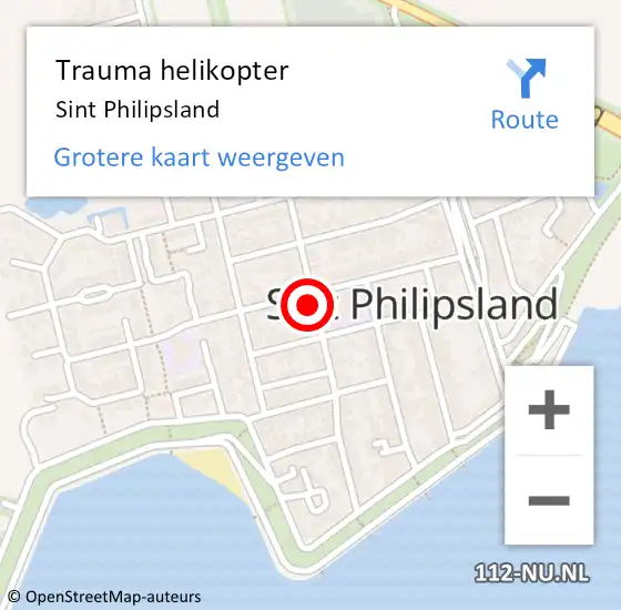 Locatie op kaart van de 112 melding: Trauma helikopter Sint Philipsland op 30 augustus 2022 18:40