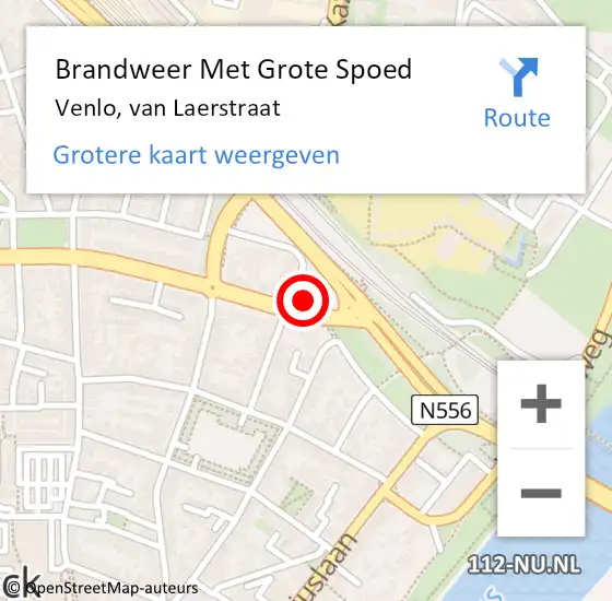 Locatie op kaart van de 112 melding: Brandweer Met Grote Spoed Naar Venlo, van Laerstraat op 30 augustus 2022 19:01