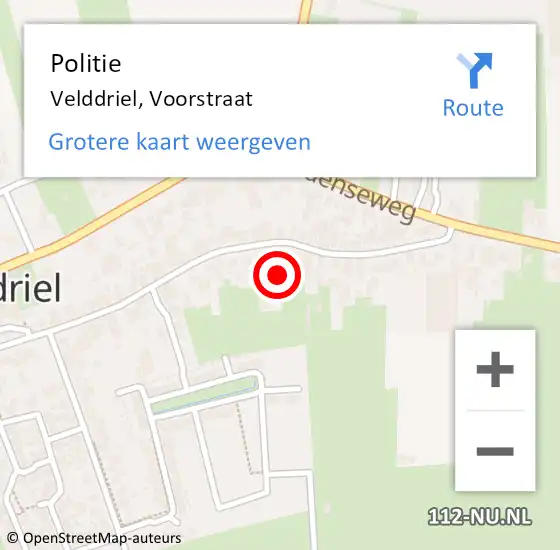 Locatie op kaart van de 112 melding: Politie Velddriel, Voorstraat op 30 augustus 2022 19:52