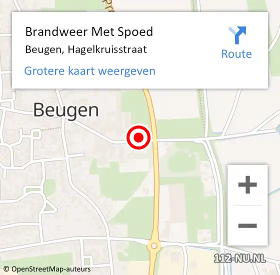 Locatie op kaart van de 112 melding: Brandweer Met Spoed Naar Beugen, Hagelkruisstraat op 30 augustus 2022 20:23