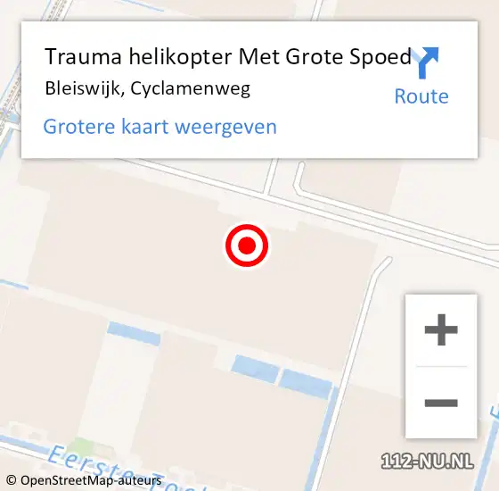 Locatie op kaart van de 112 melding: Trauma helikopter Met Grote Spoed Naar Bleiswijk, Cyclamenweg op 30 augustus 2022 21:41