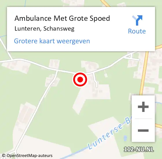 Locatie op kaart van de 112 melding: Ambulance Met Grote Spoed Naar Lunteren, Schansweg op 30 augustus 2022 21:49