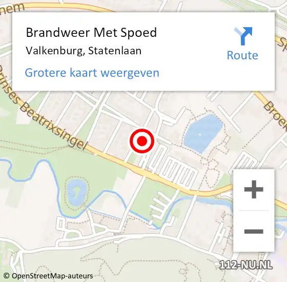 Locatie op kaart van de 112 melding: Brandweer Met Spoed Naar Valkenburg, Statenlaan op 30 augustus 2022 21:50