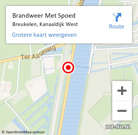 Locatie op kaart van de 112 melding: Brandweer Met Spoed Naar Breukelen, Kanaaldijk West op 30 augustus 2022 22:26