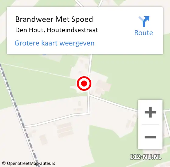 Locatie op kaart van de 112 melding: Brandweer Met Spoed Naar Den Hout, Houteindsestraat op 30 augustus 2022 22:31