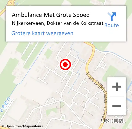 Locatie op kaart van de 112 melding: Ambulance Met Grote Spoed Naar Nijkerkerveen, Dokter van de Kolkstraat op 30 augustus 2022 22:38