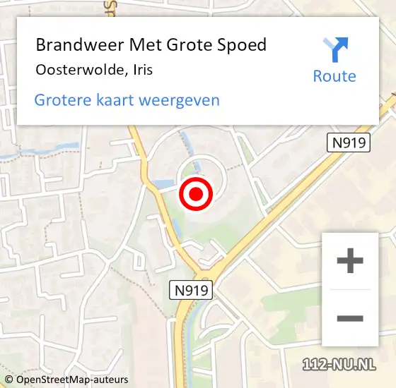 Locatie op kaart van de 112 melding: Brandweer Met Grote Spoed Naar Oosterwolde, Iris op 30 augustus 2022 22:40