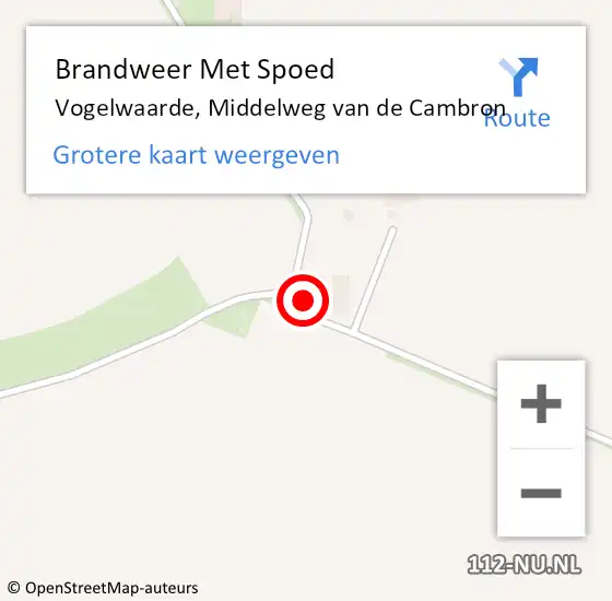 Locatie op kaart van de 112 melding: Brandweer Met Spoed Naar Vogelwaarde, Middelweg van de Cambron op 31 augustus 2022 00:07