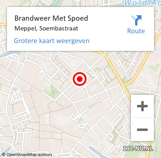 Locatie op kaart van de 112 melding: Brandweer Met Spoed Naar Meppel, Soembastraat op 31 augustus 2022 00:33