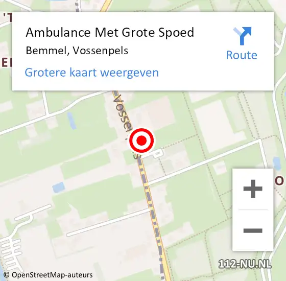 Locatie op kaart van de 112 melding: Ambulance Met Grote Spoed Naar Bemmel, Vossenpels op 31 augustus 2022 01:00