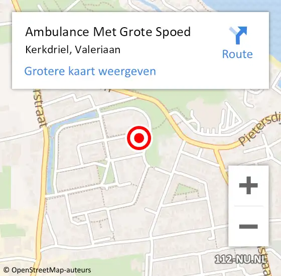 Locatie op kaart van de 112 melding: Ambulance Met Grote Spoed Naar Kerkdriel, Valeriaan op 31 augustus 2022 01:34