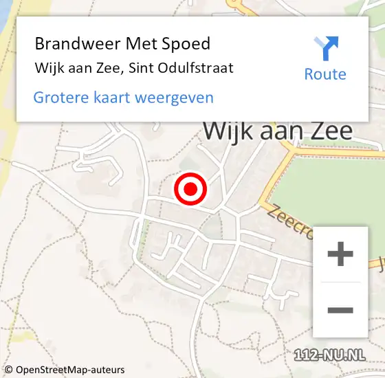 Locatie op kaart van de 112 melding: Brandweer Met Spoed Naar Wijk aan Zee, Sint Odulfstraat op 31 augustus 2022 01:46