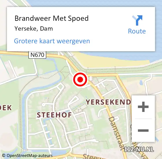 Locatie op kaart van de 112 melding: Brandweer Met Spoed Naar Yerseke, Dam op 31 augustus 2022 02:21