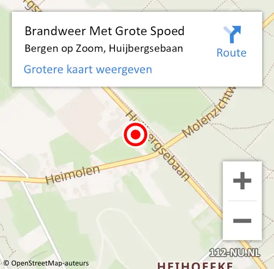 Locatie op kaart van de 112 melding: Brandweer Met Grote Spoed Naar Bergen op Zoom, Huijbergsebaan op 31 augustus 2022 02:26