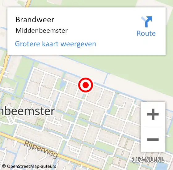 Locatie op kaart van de 112 melding: Brandweer Middenbeemster op 31 augustus 2022 02:42