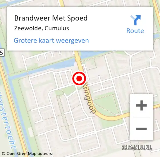 Locatie op kaart van de 112 melding: Brandweer Met Spoed Naar Zeewolde, Cumulus op 31 augustus 2022 04:20