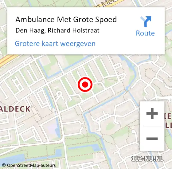 Locatie op kaart van de 112 melding: Ambulance Met Grote Spoed Naar Den Haag, Richard Holstraat op 31 augustus 2022 04:38
