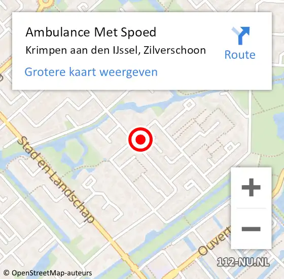 Locatie op kaart van de 112 melding: Ambulance Met Spoed Naar Krimpen aan den IJssel, Zilverschoon op 31 augustus 2022 06:02