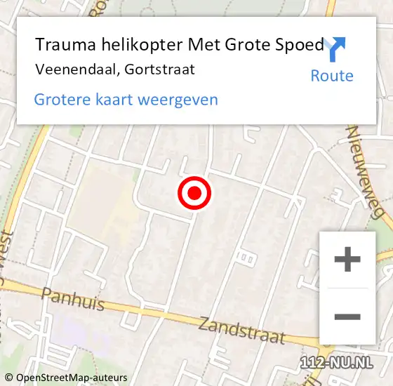 Locatie op kaart van de 112 melding: Trauma helikopter Met Grote Spoed Naar Veenendaal, Gortstraat op 31 augustus 2022 06:34