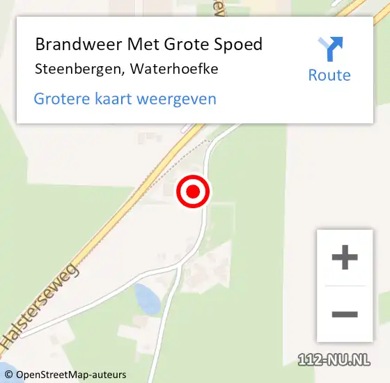 Locatie op kaart van de 112 melding: Brandweer Met Grote Spoed Naar Steenbergen, Waterhoefke op 31 augustus 2022 06:58