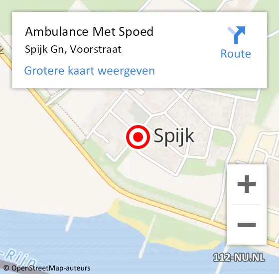 Locatie op kaart van de 112 melding: Ambulance Met Spoed Naar Spijk Gn, Voorstraat op 31 augustus 2022 07:19