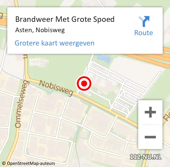 Locatie op kaart van de 112 melding: Brandweer Met Grote Spoed Naar Asten, Nobisweg op 31 augustus 2022 07:57