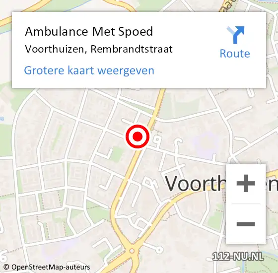 Locatie op kaart van de 112 melding: Ambulance Met Spoed Naar Voorthuizen, Rembrandtstraat op 31 augustus 2022 08:40