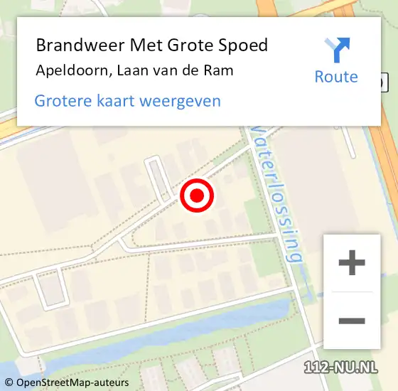 Locatie op kaart van de 112 melding: Brandweer Met Grote Spoed Naar Apeldoorn, Laan van de Ram op 31 augustus 2022 08:54