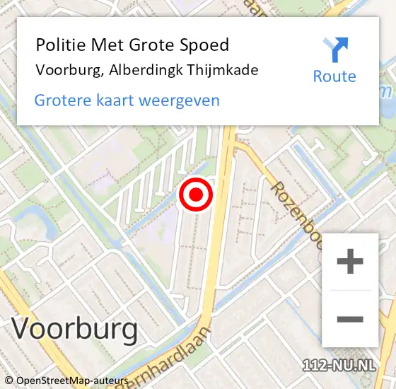 Locatie op kaart van de 112 melding: Politie Met Grote Spoed Naar Voorburg, Alberdingk Thijmkade op 31 augustus 2022 08:57