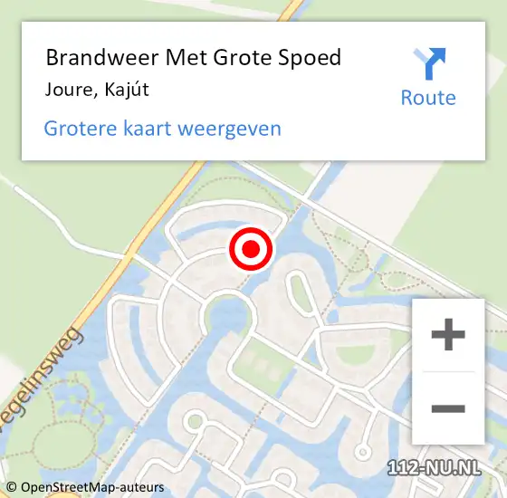 Locatie op kaart van de 112 melding: Brandweer Met Grote Spoed Naar Joure, Kajút op 31 augustus 2022 09:05