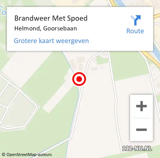 Locatie op kaart van de 112 melding: Brandweer Met Spoed Naar Helmond, Goorsebaan op 31 augustus 2022 09:15