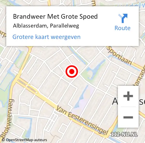 Locatie op kaart van de 112 melding: Brandweer Met Grote Spoed Naar Alblasserdam, Parallelweg op 31 augustus 2022 09:20