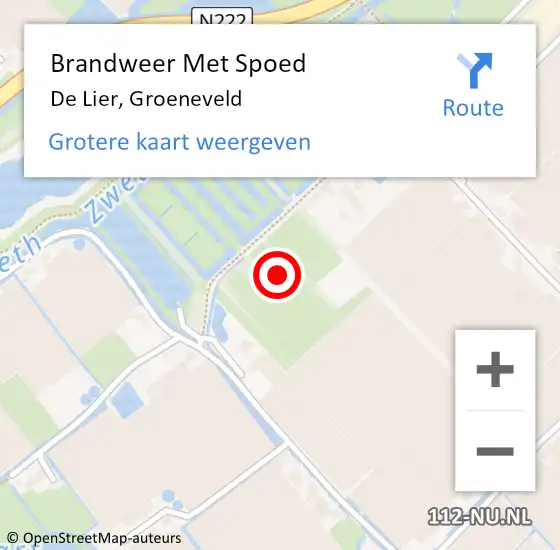 Locatie op kaart van de 112 melding: Brandweer Met Spoed Naar De Lier, Groeneveld op 31 augustus 2022 09:33