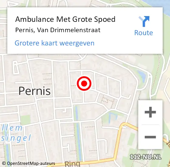 Locatie op kaart van de 112 melding: Ambulance Met Grote Spoed Naar Pernis, Van Drimmelenstraat op 31 augustus 2022 09:38