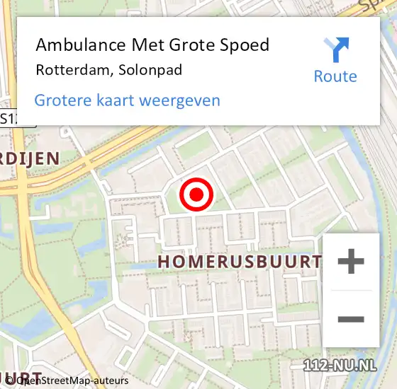 Locatie op kaart van de 112 melding: Ambulance Met Grote Spoed Naar Rotterdam, Solonpad op 31 augustus 2022 09:46