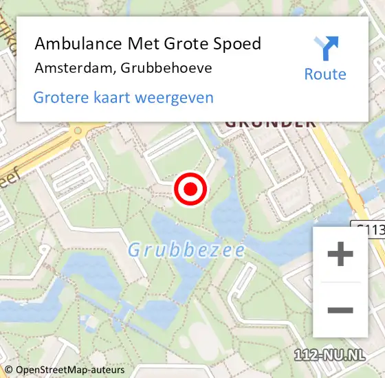 Locatie op kaart van de 112 melding: Ambulance Met Grote Spoed Naar Amsterdam-Zuidoost, Grubbehoeve op 31 augustus 2022 09:52