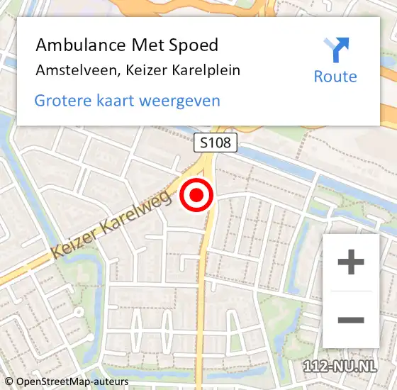 Locatie op kaart van de 112 melding: Ambulance Met Spoed Naar Amstelveen, Keizer Karelplein op 31 augustus 2022 10:04