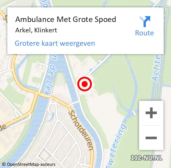 Locatie op kaart van de 112 melding: Ambulance Met Grote Spoed Naar Arkel, Klinkert op 31 augustus 2022 10:08