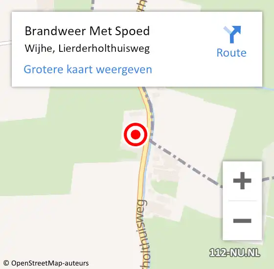 Locatie op kaart van de 112 melding: Brandweer Met Spoed Naar Wijhe, Lierderholthuisweg op 31 augustus 2022 10:12