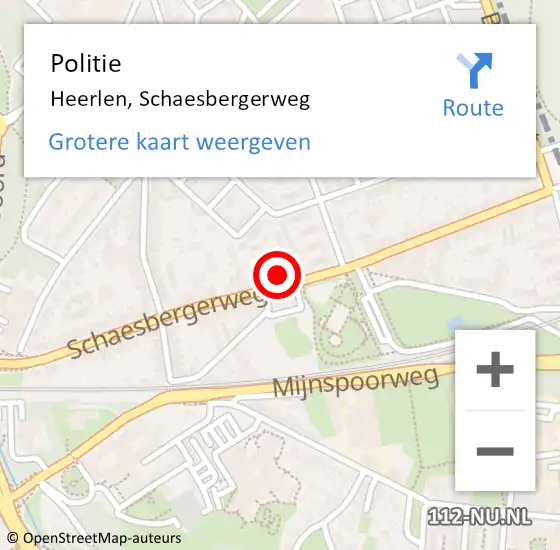 Locatie op kaart van de 112 melding: Politie Heerlen, Schaesbergerweg op 31 augustus 2022 10:19
