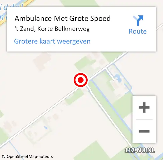 Locatie op kaart van de 112 melding: Ambulance Met Grote Spoed Naar 't Zand, Korte Belkmerweg op 31 augustus 2022 10:30