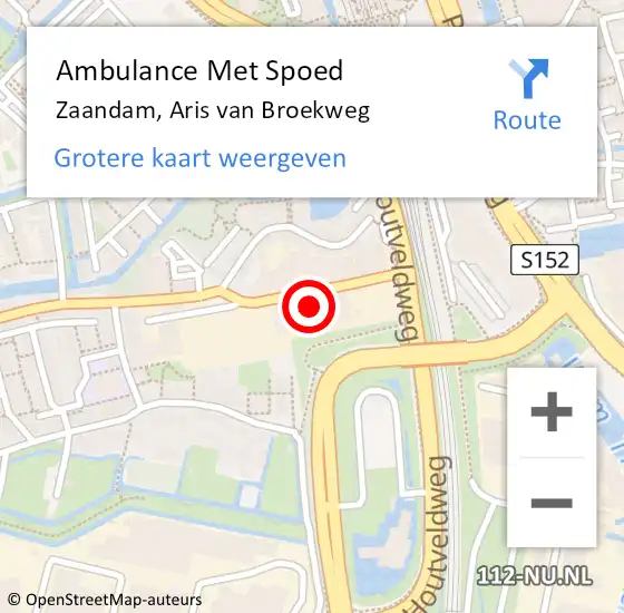 Locatie op kaart van de 112 melding: Ambulance Met Spoed Naar Zaandam, Aris van Broekweg op 31 augustus 2022 10:41