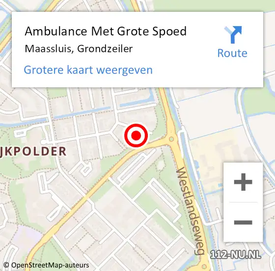Locatie op kaart van de 112 melding: Ambulance Met Grote Spoed Naar Maassluis, Grondzeiler op 31 augustus 2022 10:44