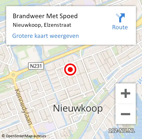 Locatie op kaart van de 112 melding: Brandweer Met Spoed Naar Nieuwkoop, Elzenstraat op 31 augustus 2022 10:55